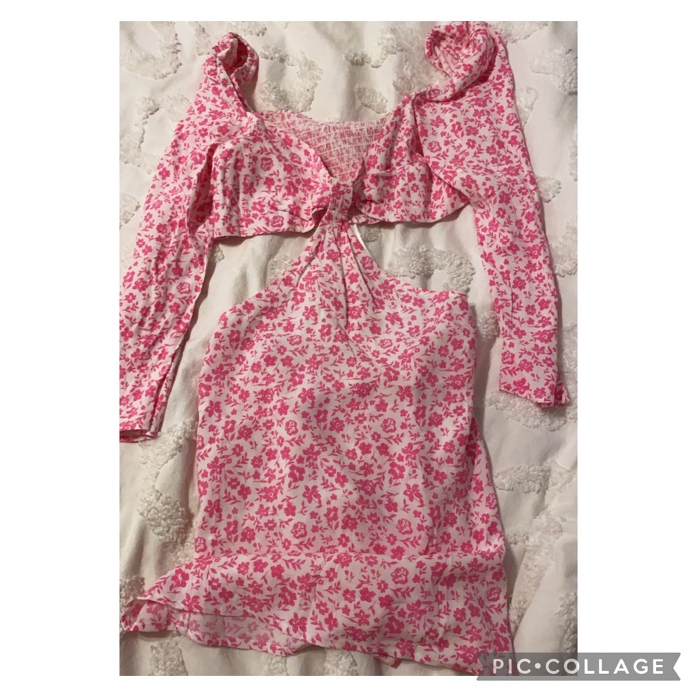Cutout pink mini dress